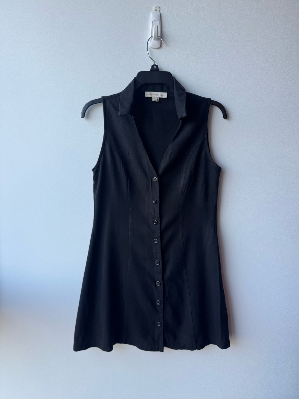 Sleeveless Black Button-Front Dress